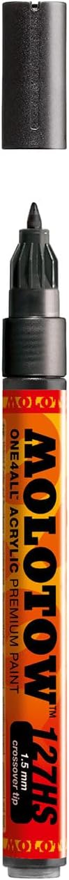 MOLOTOW ONE4ALL Acrylic Paint Marker, 1.5mm, Metallic Black, 1 Each (127.501)...