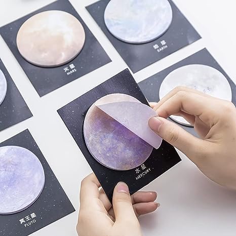 Space Planet Earth Moon Sticky Note Cute Kawaii Paper Memo Pad Self Adhesive Stickers School Office Supplies Stationery Deft Processed Self-Stick ...