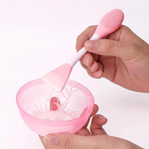 Pink Facial Cream Spatula Silicone Face Mask Brush Mask Beauty Tool-Double Heads Skincare Applicator Tools for Facial Masks Apply Cream Makeup Bru...