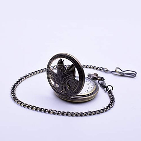 Udaney Eagle Gifts Pocket Watch with Chain Vintage Quartz Half Hunter American 2025 Fashion...