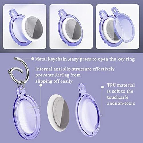 Airtag Keychain Waterproof,Air Tag Holder Case Compatible with Apple AirTag Case for Dog Cat Collar Tracker Key Ring Locator Protective Cover (GI-...