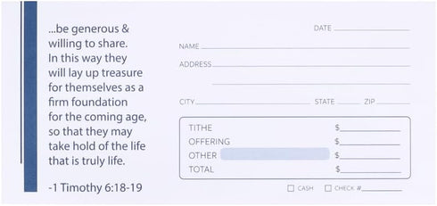 Church Offering Envelopes - Cash Envelopes For Tithes And Offering - Offering Envelope - Pack of 100 - Swanson Christian Products (1 TIMOTHY 6:18-...