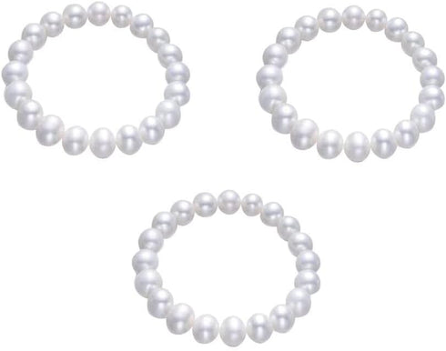 Pingyongchang Elastic Pearl Bracelet Stackable Stretch Bracelet Wedding Accessories Bridesmaid Bracelet 8MM Faux Pearl Bracelet Bridal Party Prom ...