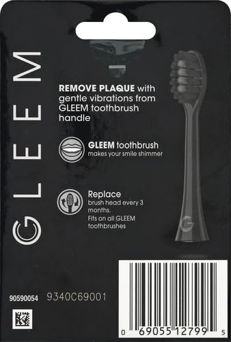GLEEM Toothbrush Replacement Brush Heads Refill, Black, 2 Count...