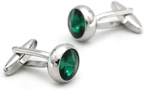 Men's Luxury Crystal Cufflinks Green Color Stone Quality Wedding Cuff Links with Gift Box...