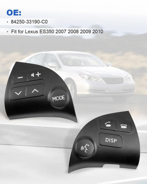 Steering Wheel Volume Control Switch Button Fits for Lexus ES350 2007 2008 2009 2010, Left and Right Side Replace 84250-33190-C0...