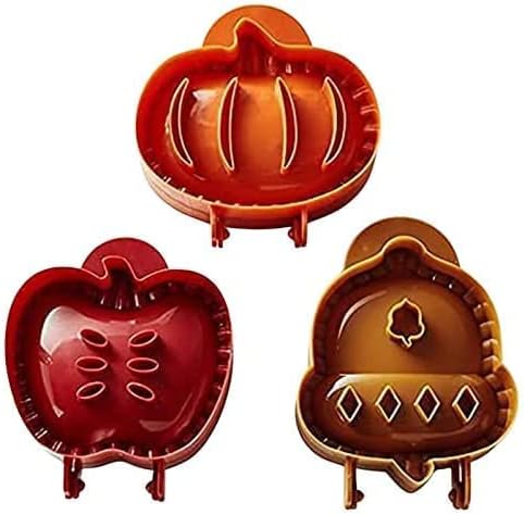 Fall Hand Pie Molds Set of 3, 3D Christmas Pie Mould Dough Press Mold Tool with Apples Pumpkins and Acorn Shape, Mini Pumpking Pie Decoration Wrap...