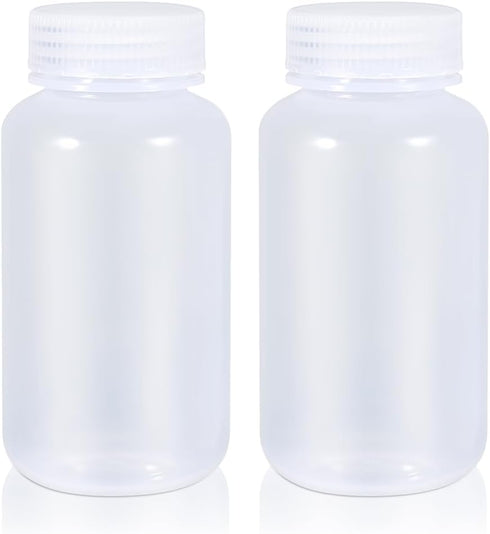 8.4 oz Wide Mouth Lab Reagent Bottle, Laboratory Grade Chemical Container, Sealed Leak-proof Clear PP Bottle, Pill Bottle, Water Sample Bottle(2 P...
