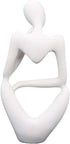 Asng Resin Thinker Style Abstract Sculpture Statue Collectible Figurines Home Office Bookshelf Desktop Decor (White,Left, Small)...