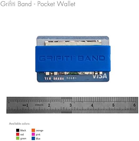 GRIFITI Band Joes Landscape Front Wide Pocket Wallet Slim Colorful Rubber Silicone Grip Card Cash Strap Strong Money Holder...