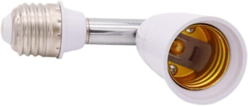 1Pc White E26/E27 Light Bulb Socket Extender Adapter 180 Degree Bendable Light Fixture E26/E27 to E26/E27 Base Adjustable E26/E27 to E26/E27 Socke...
