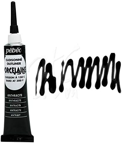 Pebeo Porcelaine 150, China Paint Outliner - Anthracite Black, 0.6 Fl Oz (Pack of 1) (036-006)...