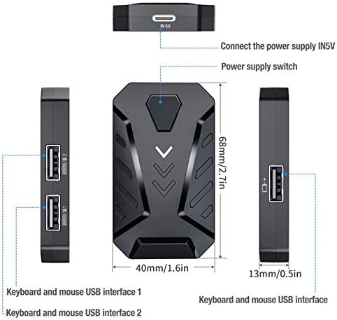 Mobile Gaming Keyboard Mouse Adapter Converter for PUBG, for Android and for iOS Mobile Phones, Support Bluetooth, with Adjustable Stand(Black)...
