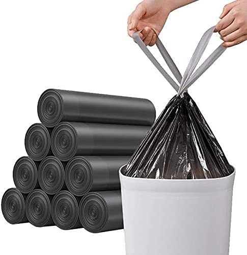 Trash Bag Drawstring Garbage Bags-YAUD Thicker Heavy Bathroom Trash can Liners for Bedroom Home Kitchen 50 Counts,4-6 Gallon (Black)...