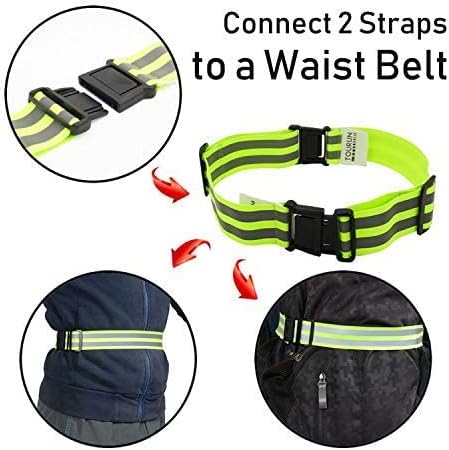 Reflective Running Gear Bands Belt for Night Walking, Reflective Bands for Runners Women Kids Men, Bicycle Pants Cuff Bands Clip, Arm Ankle Leg Sa...