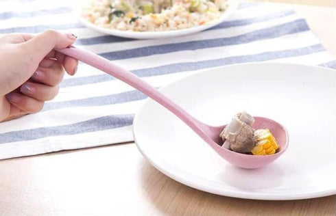 Eco-friendly Wheat Straw Spoons, Wheat Straw Soup Spoon, Soup Spoon for Cooking, Wheat Straw Cooking Spoons, Cooking Utensils (Pink)...