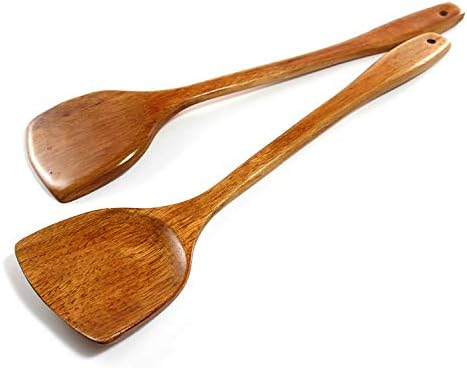Wooden Spatula for Cooking Nonstick, Kitchen Wok Spatula Utensil Set,15" Wooden Turner Serving Tool for High Heat Stirring in Nonstick Pans...
