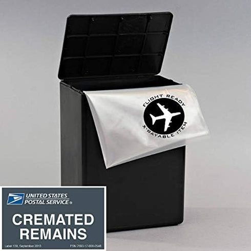 Airline safe plastic temporary travel cremation urn for human ashes, TSA approved for airplane air travel, full size adult 200 cubic inches, Funer...