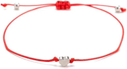 kelistom Red Black String Silver Gold Heart Charm Bracelets for Women Men Handmade Braided Wax Rope Adjustable Bracelet Friendship Jewelry...