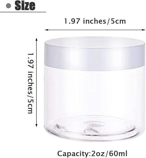 20 PCS 2oz Plastic Empty Jars with Lids(White),Wide-Mouth Refillable Storage Containers for Cosmetics,Empty Storage Container for Candy,Beads,Slim...
