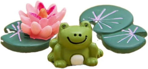 Frog Lotus Leaf Garden Accessories Miniatures Fairies Gnome Figures Resin Garden Mushroom House Figures Fake Pond Lawn Bridge Figurines Terrarium ...