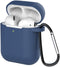 Airpods 2nd Generation Case Cover: 1st or 2nd Generation Apple Airpods Case Soft Silicone Protective Cover with Keychain Hook?Navy Blue Waterproof...