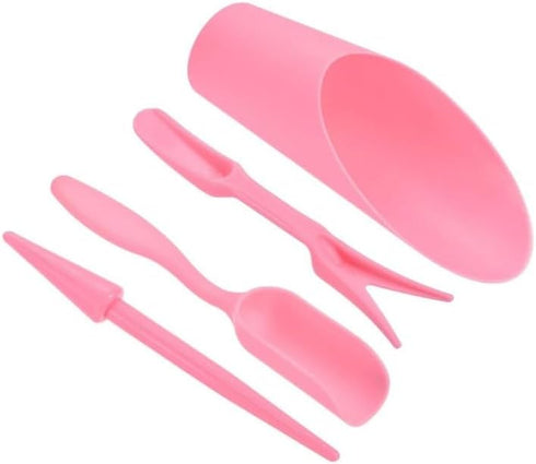 4 Pcs Pink Set Mini Garden Soil Spoon Plastic Planting/Transplanting Garden Tool Set Indoor Mini Garden Plant Care Shovel Soil Cup Bucket Shovel T...
