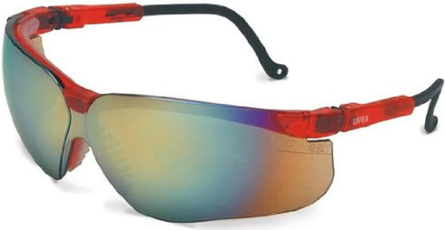 Uvex S3603 Genesis Safety Eyewear, Mercury Red Frame, Gold Mirror Ultra-Dura Hardcoat Lens...