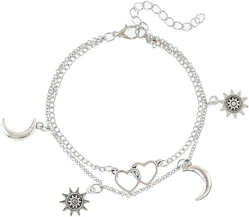 Moon Srars Anklet for Women? Adjustable Foot Heart Lotus Infinity Moon Multilayer Layered Ankle Bracelet Beach Jewelry...