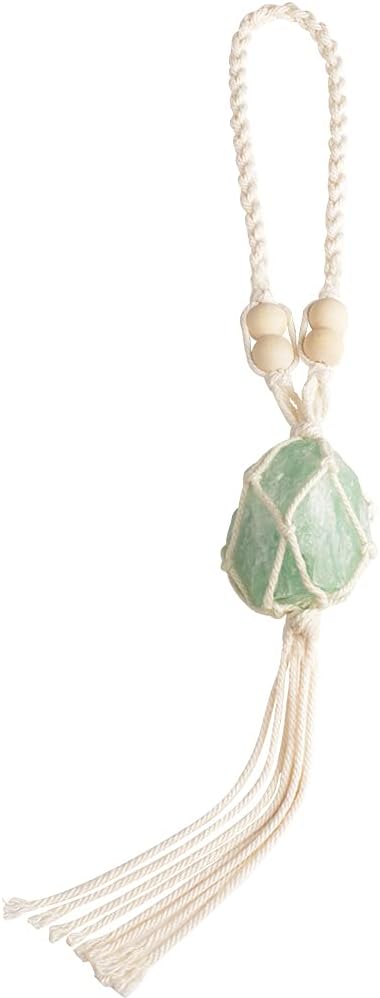 Natural Green Fluorite Meditation Healing Crystals Feng Shui Hanging Ornament for Car, Window, Home Decor...