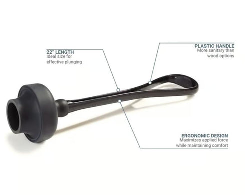 Carlisle FoodService Products 3643903 Ergonomic Power Plunger, 22" Overall Length, Black...
