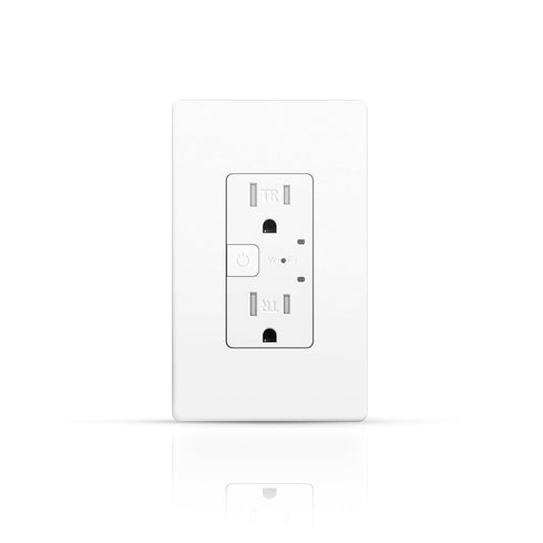 Smart Wall Outlet with 2 Individually Controlled Ports, 15Amp TR Receptacle Control Appliances from Anywhere, 2.4 GHz WiFi Outlet Work with Alexa ...