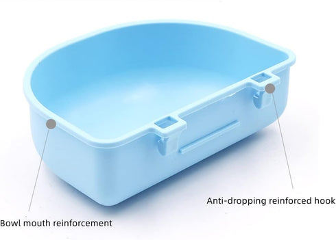 2 PcsRabbit Food Water Bowl, Guinea Pig Plastic Food Basin Dish, Chinchilla Hanging Portable Feeding Bowl (Pink and Blue)...
