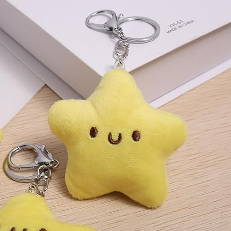 2 Pcs Yellow Plush Star Car Keychain Backpack Accessories Doll Pendant Heart Healing in Addition to Serving as a Keychain Women's Keyrings and Key...