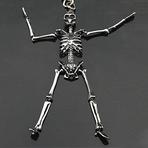 Foldable Skeleton Pendant Key Chain for Men Women Antique Silver Color Metal Alloy Skull Bag Charm Fashion...
