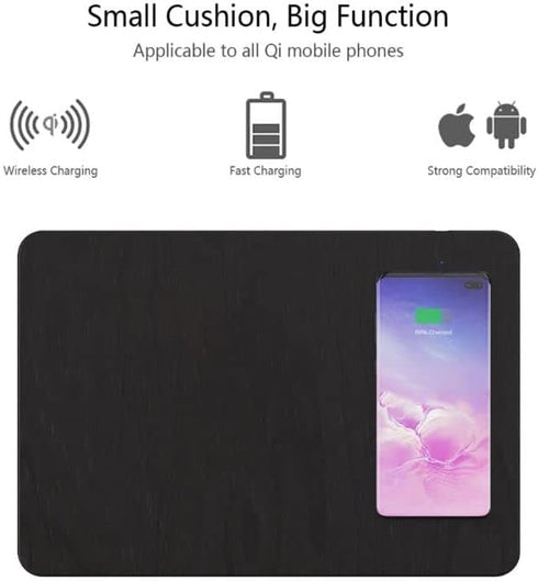 Wireless Charger Mousepad Charger Fast Cell Phone Charger Charging 15W QI Certified CASE-Friendly Cell Phone Charger (Black)...