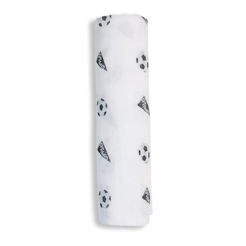 lulujo Baby Cotton Muslin Swaddle Blanket, 47 x 47, Soccer...