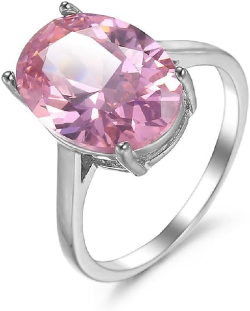 ASFKIPMF Women 925 Silver Oval Cut Pink Topaz Gemstone Gp Pink Austria Crystal Lady Bridal Wedding Engagement Zircon Cushion Cut Super Light Pink ...