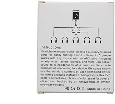 5-Way Multi Headphone Audio Splitter Connector Headphone, 3.5mm Audio Stereo Splitter Cable 1 Male to 5 Port Female Earphone Headset Adapter Compa...