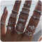15 Pcs Bohemian Stackable Joint Knuckle Ring Set Crystal Heart Finger Ring Sparkling Rhinestone Midi Rings for Women...