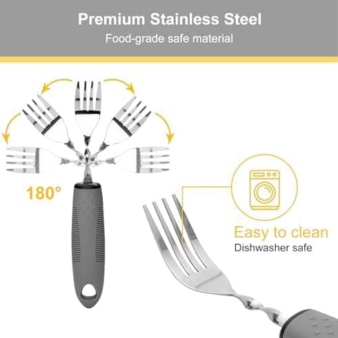Bendable Adaptive Utensil Set - Arthritis Aid Silverware for The Elderly, Parkinson's, Hand Tremors, Weak Hand Grip & Handicapped - Easy Grip for ...