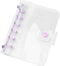 A7 Binder Cover Clear Purple A7 Binder Wallets 6 Ring Planner Binders Pockets Size Budget Binder Cover with Snap Button Closure for Loose-Leaf Fol...