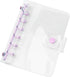 A7 Binder Cover Clear Purple A7 Binder Wallets 6 Ring Planner Binders Pockets Size Budget Binder Cover with Snap Button Closure for Loose-Leaf Fol...