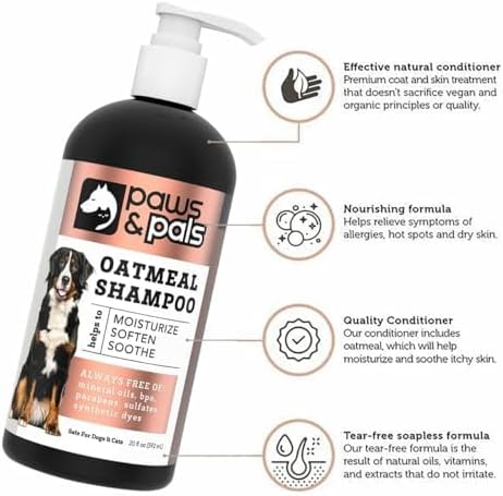 6-in-1 Dog Shampoo and Conditioner for Itchy Skin, Made in USA - 20oz Vet Formula Natural Medicated Best for De-Shedding, Itch Relief, Smelly Odor...