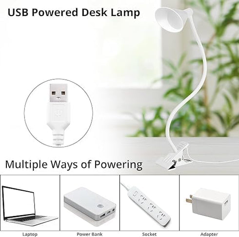 Desk Clip Light,3 Light Modes 10 Dimmable Brightness Reading Light, Flexible Neck Bedside Lamp, Small Table Clamp Lamp for Office, Bedroom, Bed He...