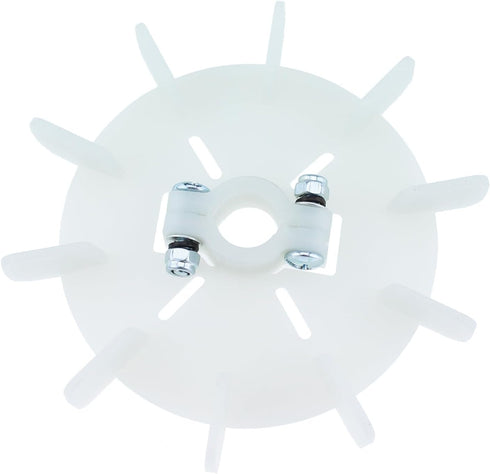 Motor Fan Blade 107x14mm Round Shape White Plastic with 10 Vanes for Motor Spindle...