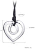 Heart Shape Long Pendant Necklace Silver Plated Black PU Leather Rope Long Chain Necklace for Women...