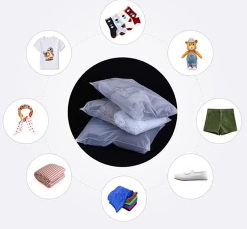 100pc Travel Storage Bags,Clothes Packaging Bags for Shipping,T-Shirt Bags,3mil Horizontal Packaging Bags with Vent Hole, Fast Resealable Poly Pla...