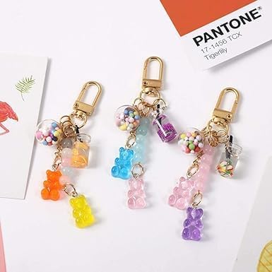 Purple Cute Resin Gummy Bear Key Chain Candy Color Animal Bear Charms Keychains Car Keys Bag Pendant Keyring Jewelry Gift Accessories...