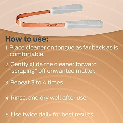 DrTung’s Tongue Cleaner, Copper Tongue Scraper, Tongue Cleaner for Adults, Kids, Easy to Use Comfort Grip Handle, 2 Pack...